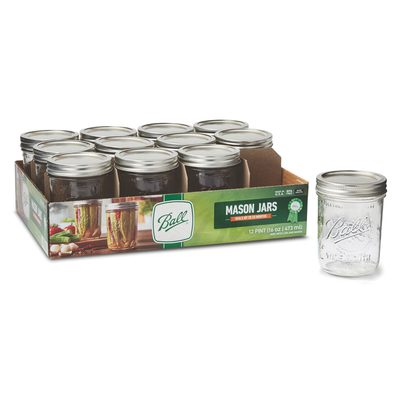 Ball Wide Mouth Can or Freeze Pint Jar #B66-S  large